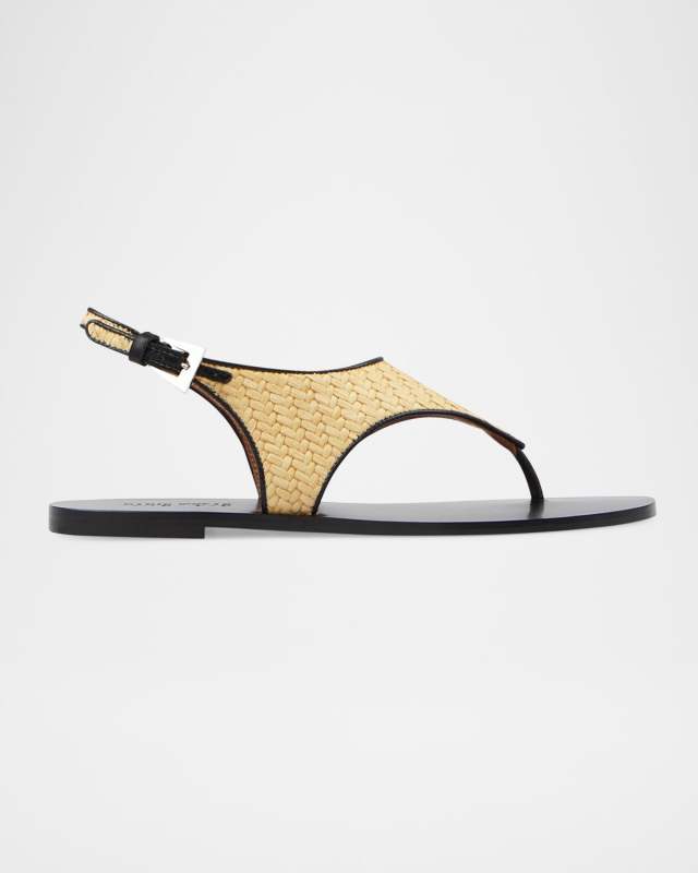 Amalfi Raffia Thong Slingback Sandals
